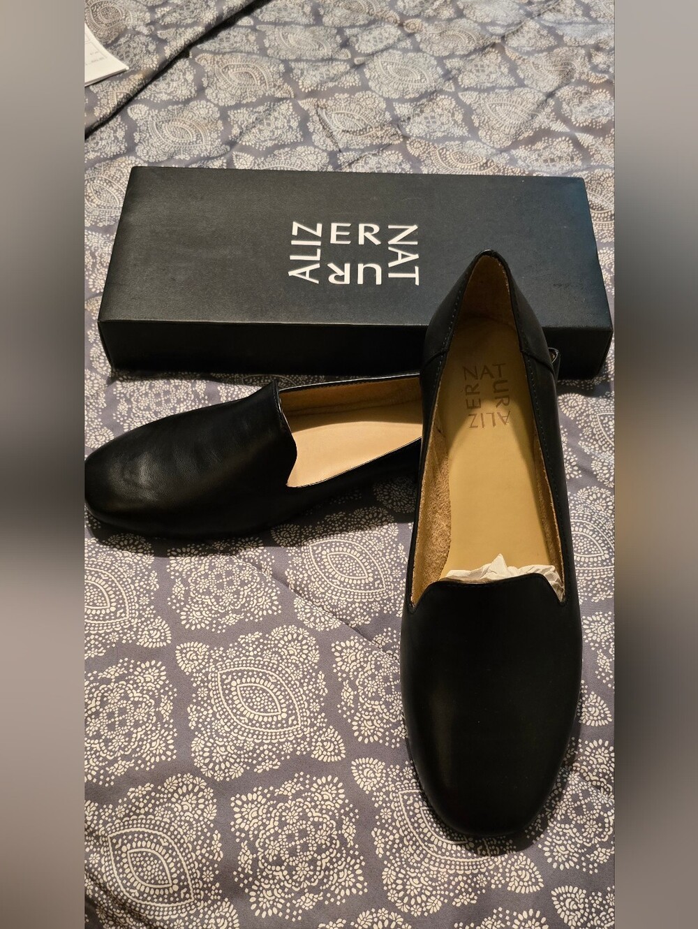Naturalizer Black KIT2 Leather Slip-On Loafers Womens Size 8 New